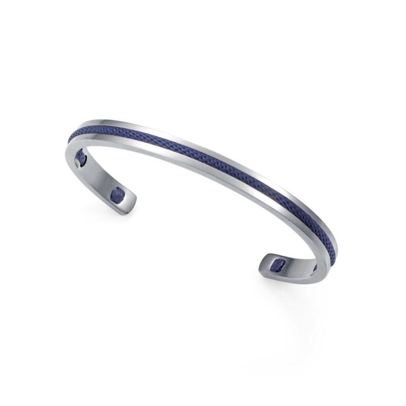 Pulsera VICEROY Hombre - Acero Rígida con Cordón Azul - Diseño Moderno | 14389P01013