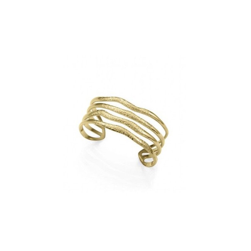 Pulsera VICEROY Mujer - Brazalete Rígido Abierto de Acero IP Dorado - Cuatro Tiras Onduladas con Textura | 6 cm | 75441P01012