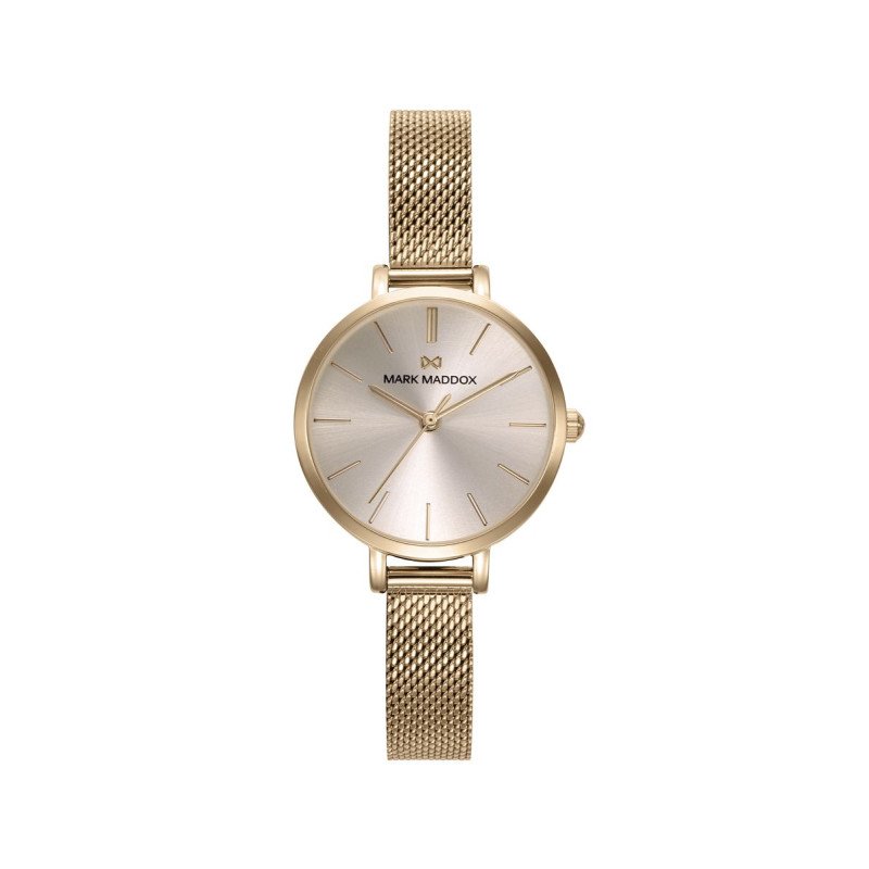 Reloj MARK MADDOX Alfama Mujer - Brazalete Acero IP Dorado Tipo Malla Milanesa - Esfera Dorada | 3 ATM | MM1016-27