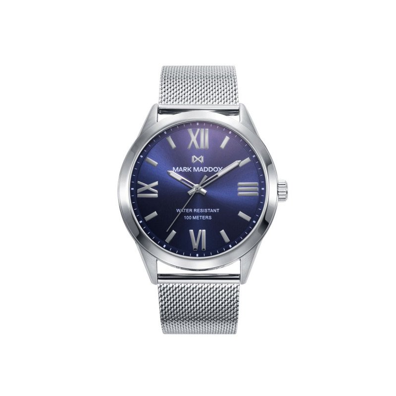Reloj MARK MADDOX Marais Hombre - Brazalete de Acero Tipo Malla Milanesa y Esfera Azul - Números Romanos | 10 ATM | HM1008-33 Reloj MARK MADDOX Marais Hombre - Brazalete de Acero Tipo Malla Milanesa y Esfera Azul - Números Romanos | 10 ATM | HM1008-33