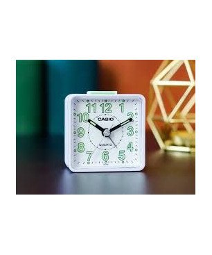 Reloj CASIO Despertador de Mesa de Resina con Alarma Sonora Blanco TQ-140-7EF