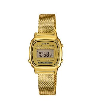 Reloj CASIO Digital Vintage de Acero Dorado con Correa de Malla y Alarma LA670WEMY-9EF