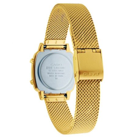 Reloj CASIO Digital Vintage de Acero Dorado con Correa de Malla y Alarma LA670WEMY-9EF