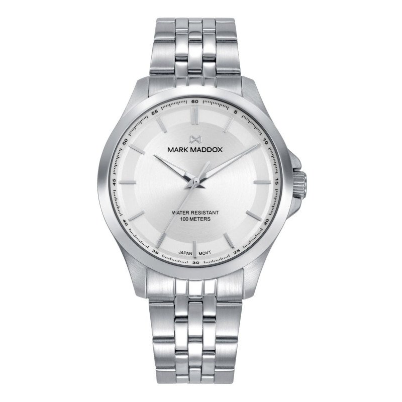 Reloj MARK MADDOX Marais Hombre - Brazalete de Acero con Esfera Blanca/Plateada - Agujas Color Plata | 10 ATM | HM1031-07 Reloj MARK MADDOX Marais Hombre - Brazalete de Acero con Esfera Blanca/Plateada - Agujas Color Plata | 10 ATM | HM1031-07