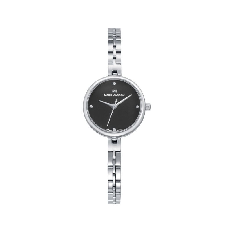 Reloj MARK MADDOX Alfama Mujer - Brazalete Fino de Acero con Esfera Negra - Índices y Agujas Color Plata | 3 ATM | MM1040-57 Reloj MARK MADDOX Alfama Mujer - Brazalete Fino de Acero con Esfera Negra - Índices y Agujas Color Plata | 3 ATM | MM1040-57