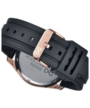 Reloj MARK MADDOX Mission Hombre - Brazalete Silicona Negra y Esfera Blanca - Caja Acero Oro Rosa | 5 ATM | HC0106-05