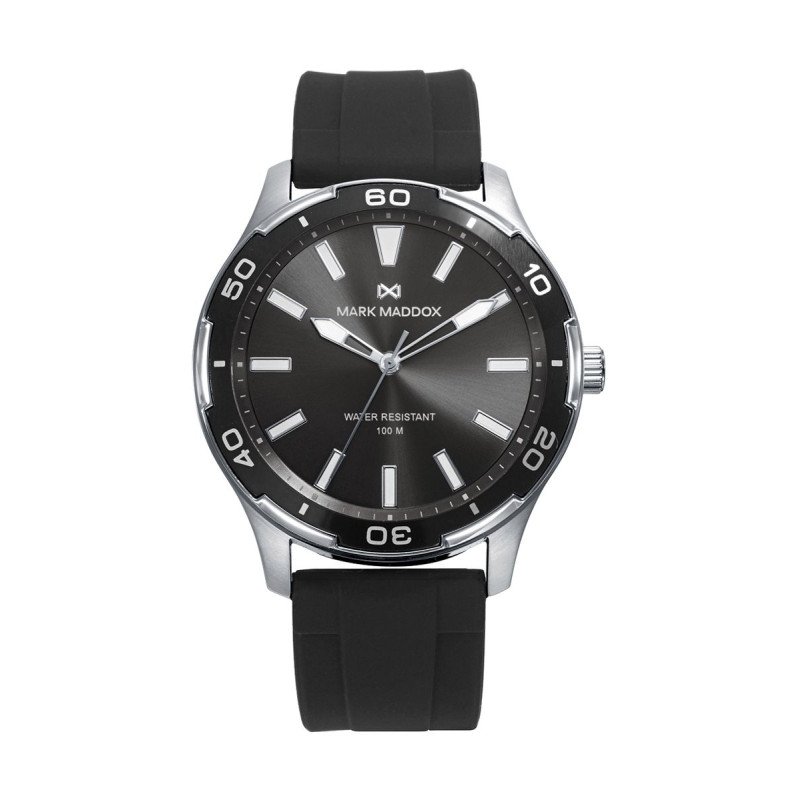 Reloj MARK MADDOX Mission Hombre - Cronógrafo Brazalete Silicona y Esfera Negra - Caja Acero y Bisel Negro | 10 ATM | HC1009-16