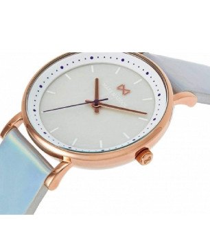 Reloj MARK MADDOX Notting Mujer - Brazalete Piel Blanca Iridiscente y Esfera Nácar - Caja Acero IP Dorado | 5 ATM | MC0102-77