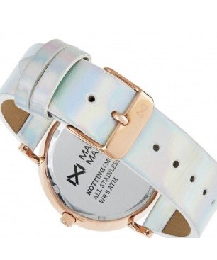 Reloj MARK MADDOX Notting Mujer - Brazalete Piel Blanca Iridiscente y Esfera Nácar - Caja Acero IP Dorado | 5 ATM | MC0102-77