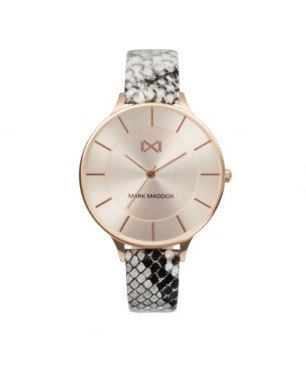 Reloj MARK MADDOX Alfama Mujer - Brazalete Piel Animal Print Serpiente - Caja y Esfera Acero IP Rosa | 5 ATM | MC7112-97