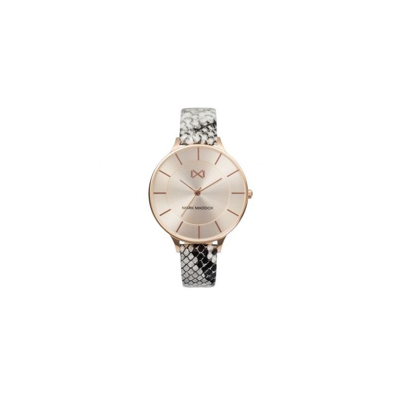 Reloj MARK MADDOX Alfama Mujer - Brazalete Piel Animal Print Serpiente - Caja y Esfera Acero IP Rosa | 5 ATM | MC7112-97