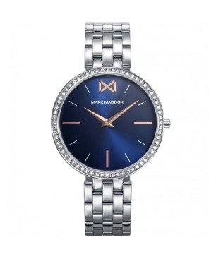 Reloj MARK MADDOX Alfama Mujer - Brazalete Acero y Esfera Azul - Bisel con Circonitas Blancas | 3 ATM | MM0112-37