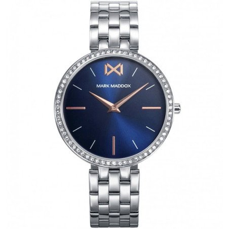 Reloj MARK MADDOX Alfama Mujer - Brazalete Acero y Esfera Azul - Bisel con Circonitas Blancas | 3 ATM | MM0112-37