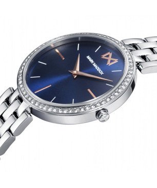 Reloj MARK MADDOX Alfama Mujer - Brazalete Acero y Esfera Azul - Bisel con Circonitas Blancas | 3 ATM | MM0112-37