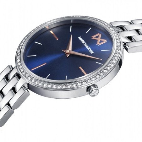 Reloj MARK MADDOX Alfama Mujer - Brazalete Acero y Esfera Azul - Bisel con Circonitas Blancas | 3 ATM | MM0112-37