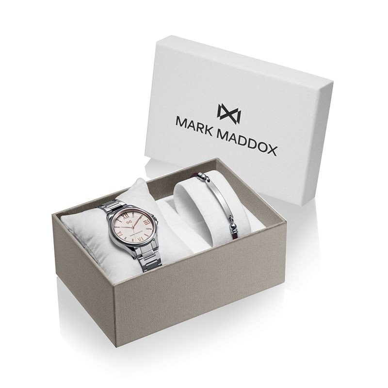 Reloj MARK MADDOX Tooting Mujer - Brazalete Acero con Esfera Blanca y Detalle Circonitas - Incluye Pulsera | 5 ATM | MM7145-03