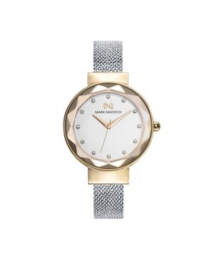 Reloj MARK MADDOX Catia Mujer - Brazalete Acero Malla Milanesa con Esfera Blanca - Bisel e Índices Color Oro | 5 ATM | MM7158-17