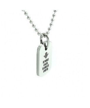 Collar REAL BETIS OFICIAL Balompié de Acero con Placa Grabada "DE PADRES A HIJOS, DE ABUELOS A NIETOS" CJ5013A