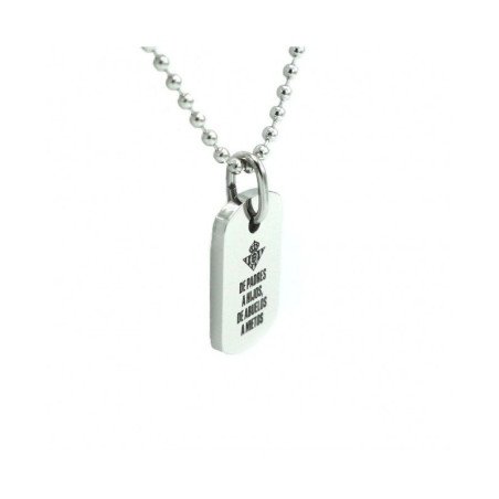 Collar REAL BETIS OFICIAL Balompié de Acero con Placa Grabada "DE PADRES A HIJOS, DE ABUELOS A NIETOS" CJ5013A
