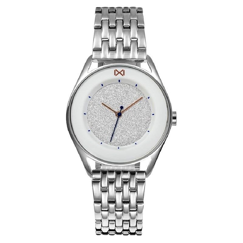 Reloj MARK MADDOX Venice Mujer - Brazalete de Acero con Esfera Plateada Glitter - Bisel Blanco | 5 ATM | MM7130-06