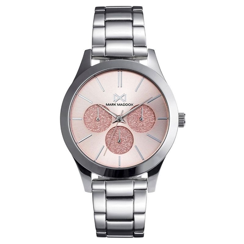 Reloj MARK MADDOX Marais Mujer - Cronógrafo Brazalete de Acero - Esfera Rosada Glitter | 5 ATM | MM7127-97