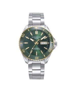 Reloj VICEROY Automático de Hombre de Acero con Esfera Verde y Bisel Cerámico WR 200M 41181-67