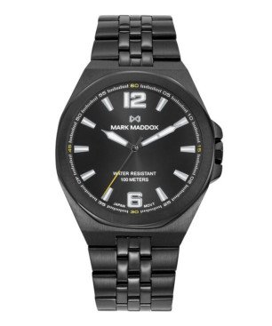Reloj MARK MADDOX Marais Hombre - Brazalete de Acero IP Negro con Esfera Negra - Índices Color Blanco | 10 ATM | HM1033-55