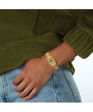 Reloj Vintage CASIO Mujer - Mini Collection Brazalete Acero IP Dorado Malla Milanesa Esfera Dorada | LA670WEMY-9EF