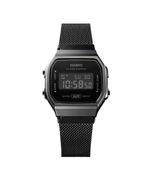 Reloj CASIO Vintage Hombre - Digital Iconic Brazalete de Acero IP Negro Malla Milanesa - Esfera Negra | A168WEMB-1BEF