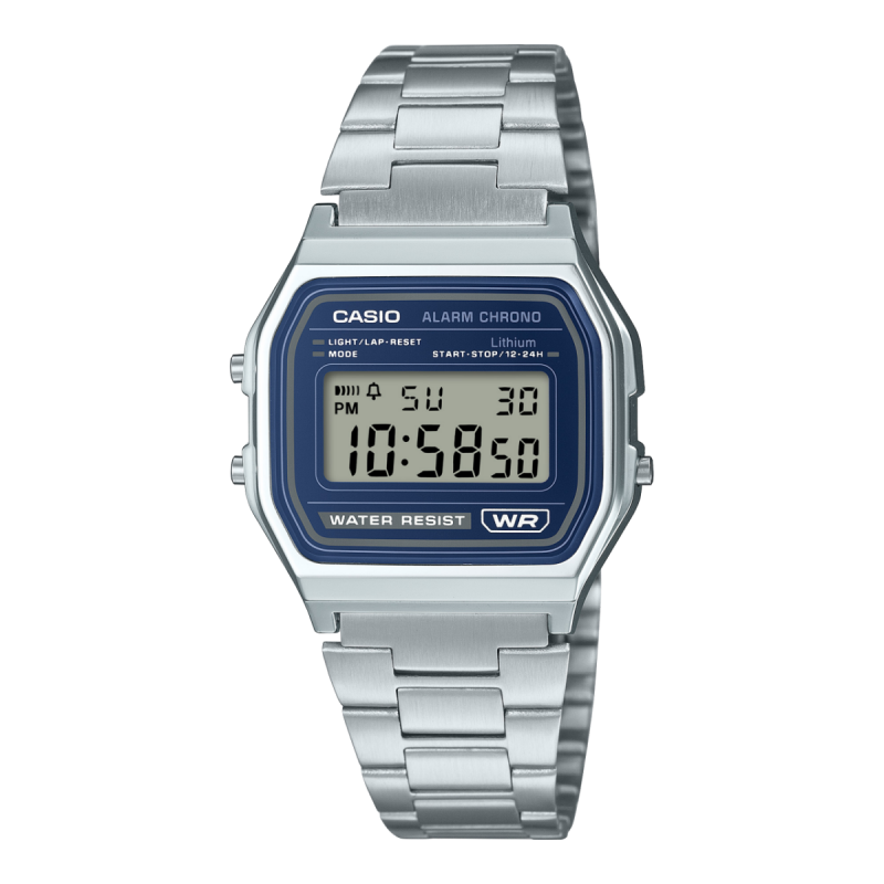 Reloj CASIO Vintage Unisex - Digital Iconic Brazalete de Acero - Esfera Azul Oscuro |  A158WEA-2EF