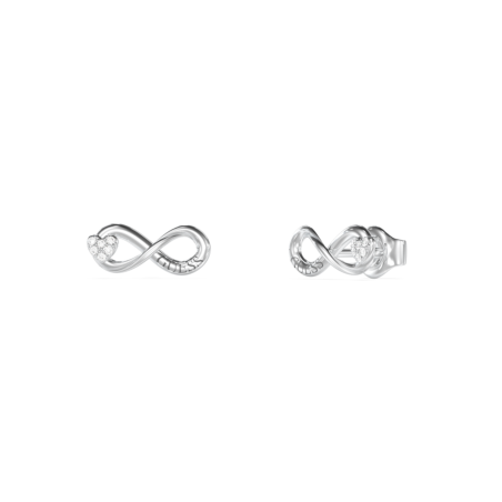 Pendientes GUESS Love Bites Mujer - Infinito de Acero Plateado con Corazón Cubierto de Pedrería | JUBE06049JWRHT-U