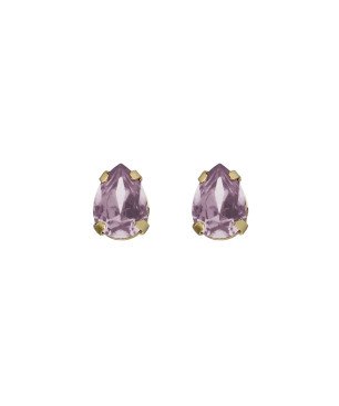 Pendientes VICTORIA CRUZ Birthstone Para Mujer - Lágrima de Cristal en Plata de Ley Light Amethyst - Baño Oro 18KT | A5503-05DT