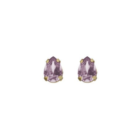 Pendientes VICTORIA CRUZ Birthstone Para Mujer - Lágrima de Cristal en Plata de Ley Light Amethyst - Baño Oro 18KT | A5503-05DT