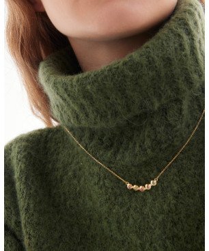 Collar Corto VICTORIA CRUZ Bruma Para Mujer - Cadena con Textura y Cristales en Plata Multicolor - Baño en Oro 18KT | A5494-MDG