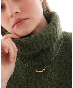 Collar Corto VICTORIA CRUZ Bruma Para Mujer - Cadena con Textura y Cristales en Plata Multicolor - Baño en Oro 18KT | A5494-MDG