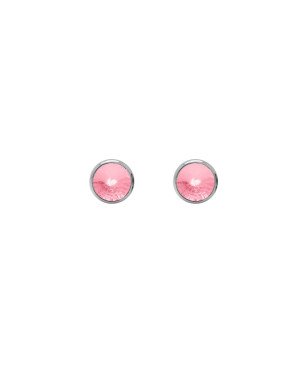 Pendientes VICTORIA CRUZ Basic Para Mujer - Cristal en Plata de Ley Light Rose Forma de Círculo (7mm) - Baño Rodio | A3331-26HT