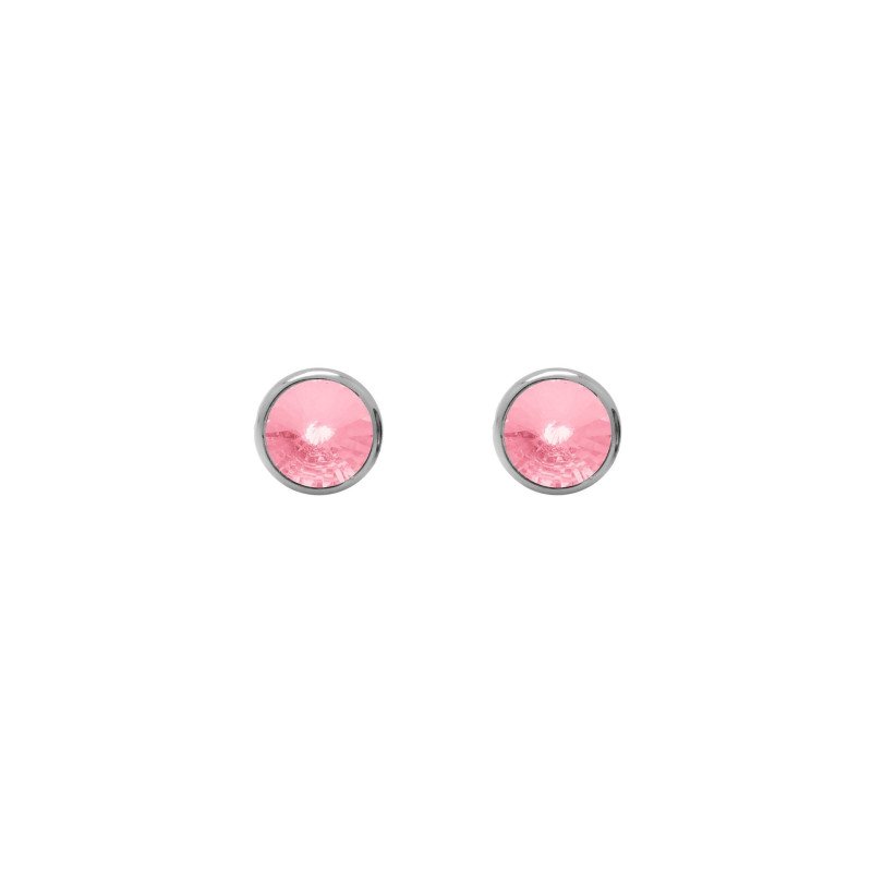 Pendientes VICTORIA CRUZ Basic Para Mujer - Cristal en Plata de Ley Light Rose Forma de Círculo (7mm) - Baño Rodio | A3331-26HT