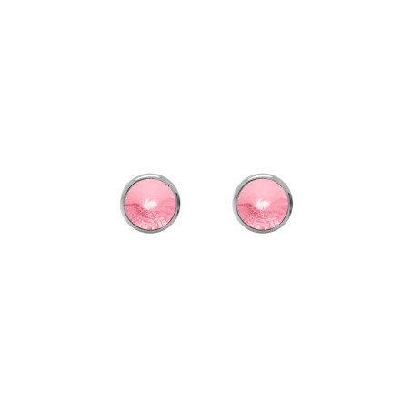 Pendientes VICTORIA CRUZ Basic Para Mujer - Cristal en Plata de Ley Light Rose Forma de Círculo (7mm) - Baño Rodio | A3331-26HT