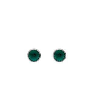 Pendientes VICTORIA CRUZ Basic Para Mujer - Cristal en Plata de Ley Emerald en Forma de Círculo (7mm) - Baño Rodio | A3331-20HT