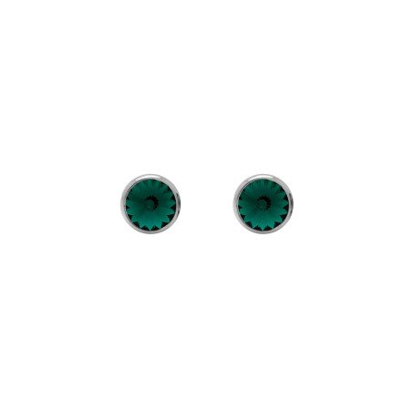 Pendientes VICTORIA CRUZ Basic Para Mujer - Cristal en Plata de Ley Emerald en Forma de Círculo (7mm) - Baño Rodio | A3331-20HT