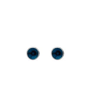 Pendientes VICTORIA CRUZ Basic Para Mujer - Cristal en Plata de Ley Denim Blue Forma de Círculo (7mm) - Baño Rodio | A3331-18HT