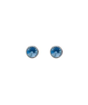 Pendientes VICTORIA CRUZ Basic Para Mujer - Cristal en Plata de Ley Light Sapphire Forma Círculo (7mm) - Baño Rodio | A3331-09HT