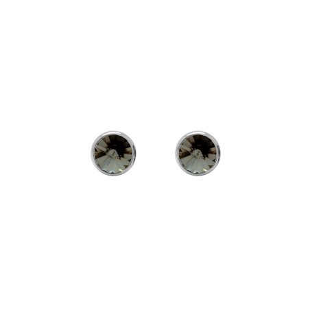 Pendientes VICTORIA CRUZ Basic Para Mujer - Cristal en Plata de Ley Diamond en Forma de Círculo (7mm) - Baño Rodio | A3331-03HT
