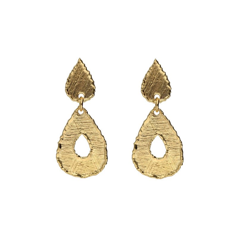 Pendientes VICTORIA CRUZ Alaska Para Mujer - Lágrimas con Textura en Plata de Ley - Baño en Oro 18KT | A5583-DT Pendientes VICTORIA CRUZ Alaska Para Mujer - Lágrimas con Textura en Plata de Ley - Baño en Oro 18KT | A5583-DT