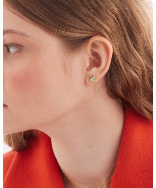 Pendientes VICTORIA CRUZ Birthstone Para Mujer - Lágrima de Cristal en Plata de Ley Cytrus Green - Baño Oro 18KT | A5503-27DT
