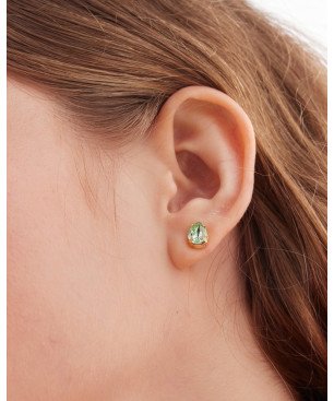 Pendientes VICTORIA CRUZ Birthstone Para Mujer - Lágrima de Cristal en Plata de Ley Cytrus Green - Baño Oro 18KT | A5503-27DT