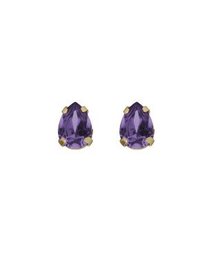 Pendientes VICTORIA CRUZ Birthstone Para Mujer - Lágrima de Cristal en Plata de Ley Tanzanite - Baño Oro 18KT | A5503-12DT