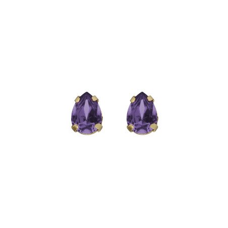 Pendientes VICTORIA CRUZ Birthstone Para Mujer - Lágrima de Cristal en Plata de Ley Tanzanite - Baño Oro 18KT | A5503-12DT