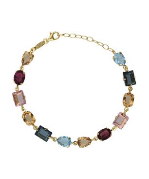 Pulsera VICTORIA CRUZ Borea Para Mujer - Cristales en Plata de Ley Multicolor - Baño en Oro 18KT | A5483-MDP