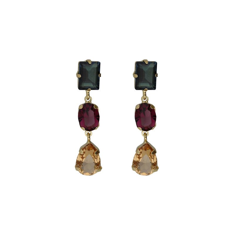 Pendientes Cortos VICTORIA CRUZ Borea Para Mujer - Cristales en Plata de Ley Multicolor - Baño Oro 18KT | A5478-MDT Pendientes Cortos VICTORIA CRUZ Borea Para Mujer - Cristales en Plata de Ley Multicolor - Baño Oro 18KT | A5478-MDT